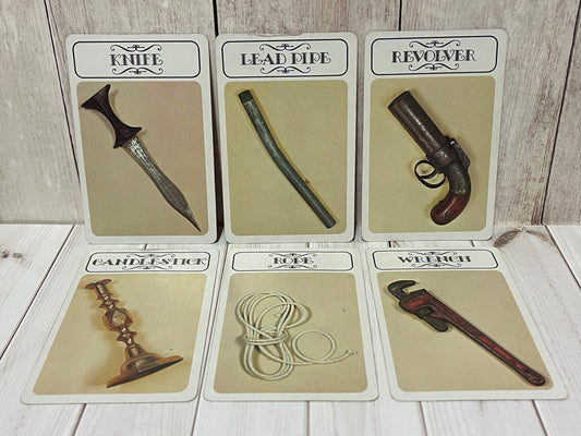 Clue - Vintage 1972 Replacement Weapons Cards lot of (6)