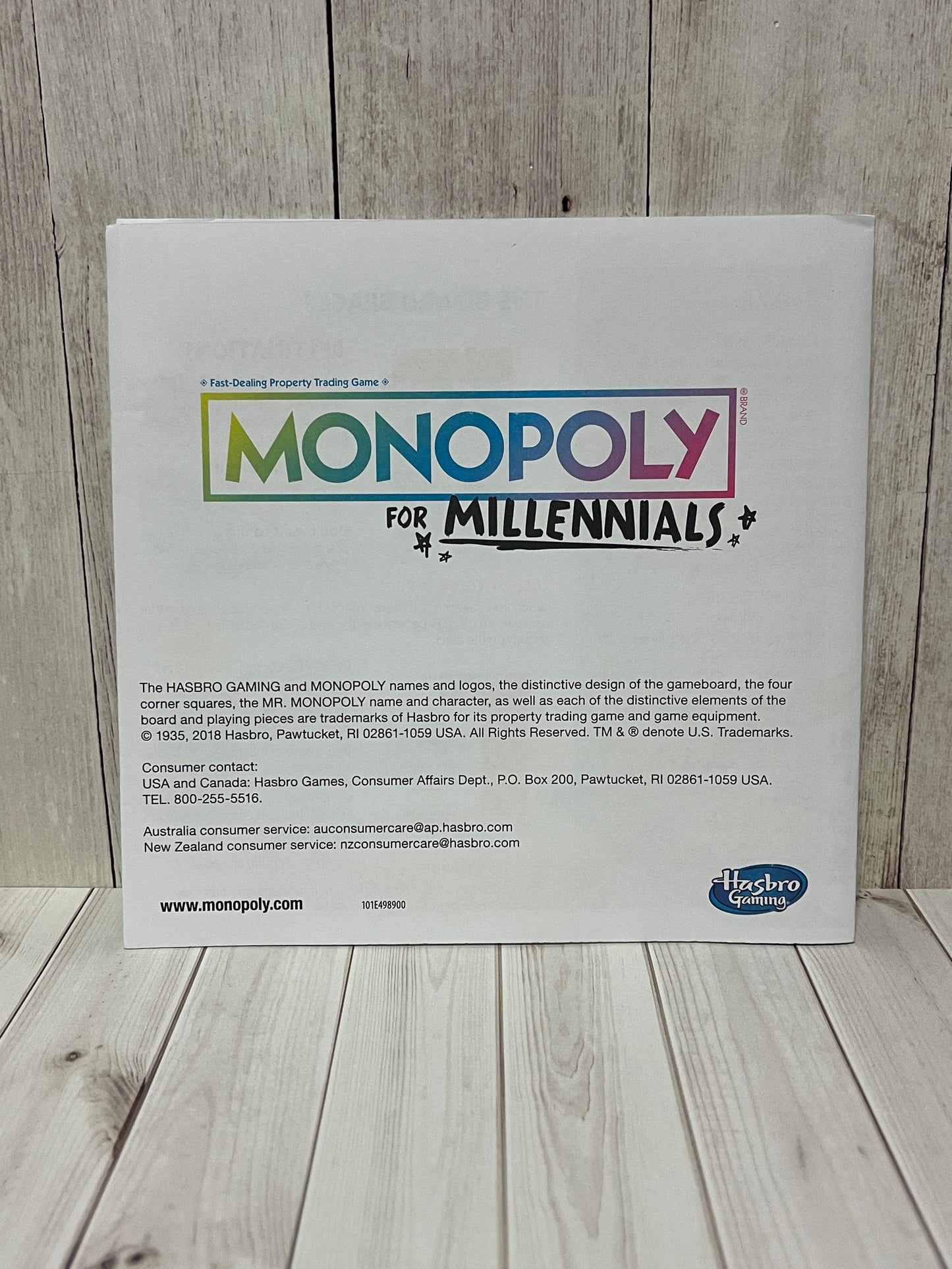 Monopoly - 2018 Monopoly for Millennials Replacement Instructions