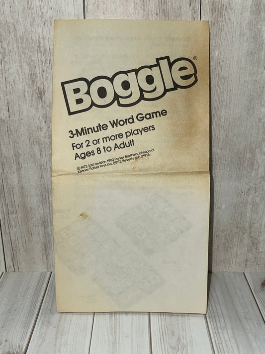 Boggle - 1983 Replacement Instructions