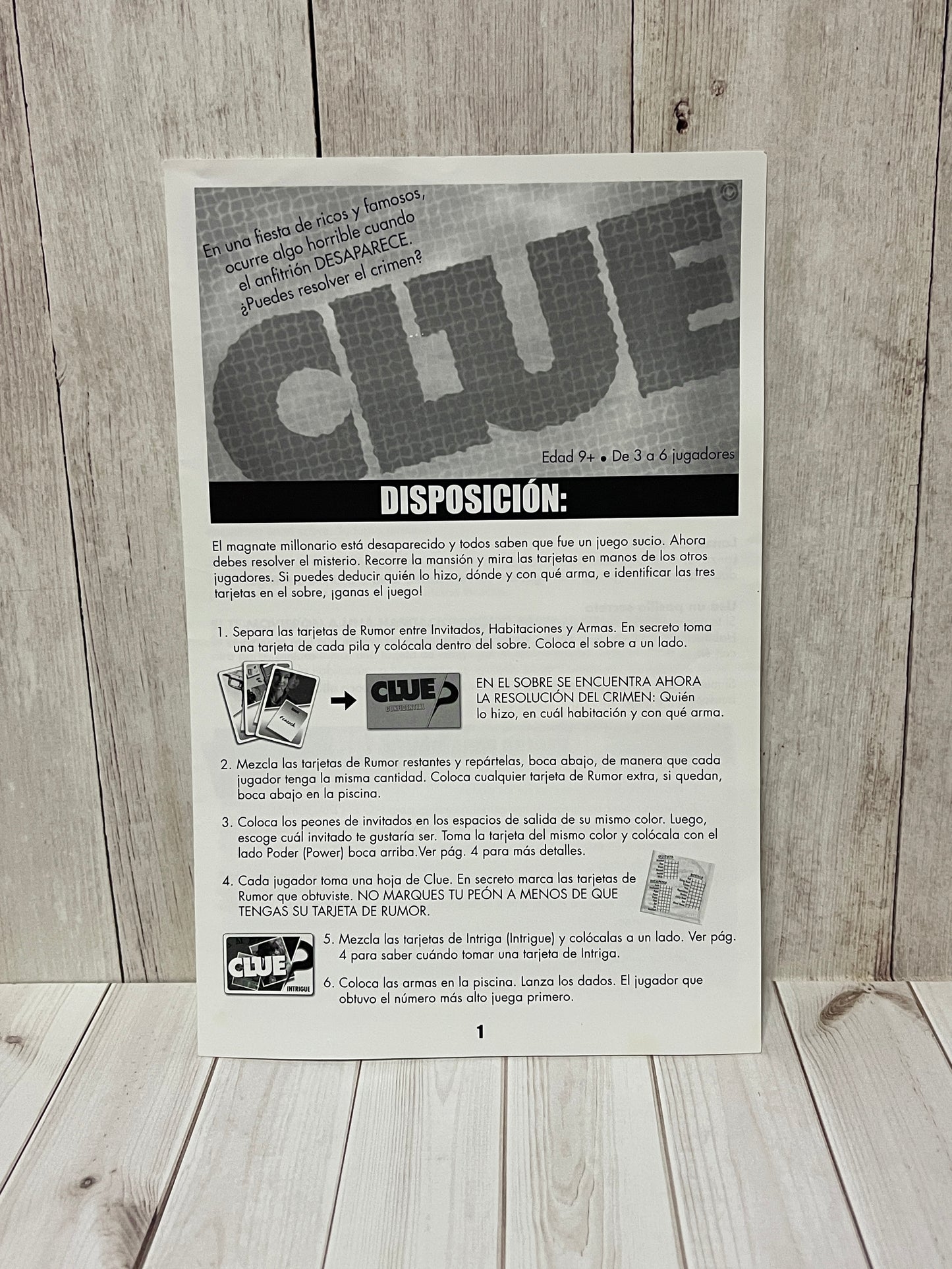 Clue - Discover the Secrets Replacement Instructions in Spanish